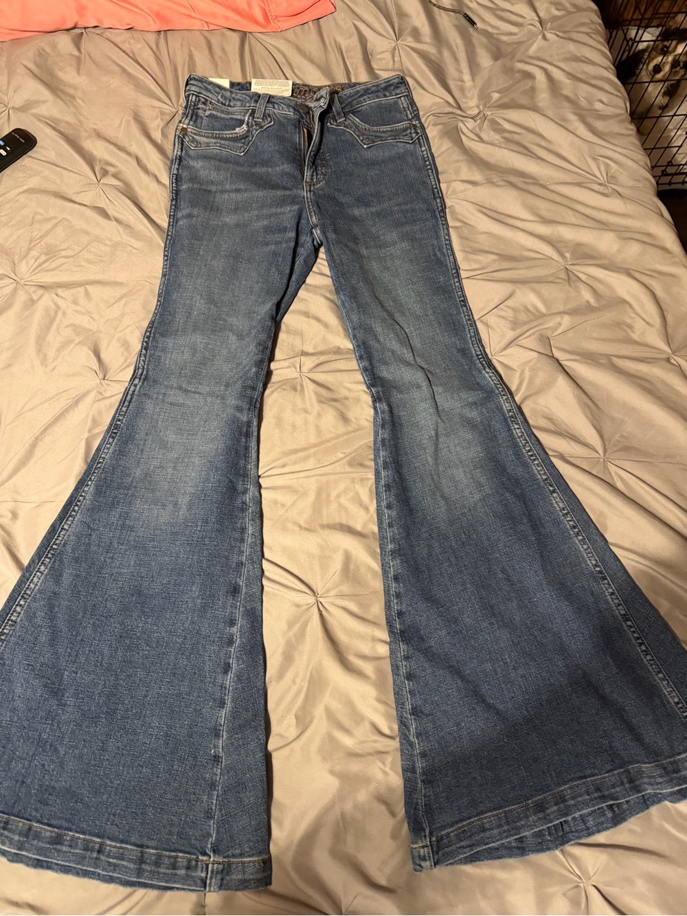 High-Rise Blue Flare Jeans with Wide Leg